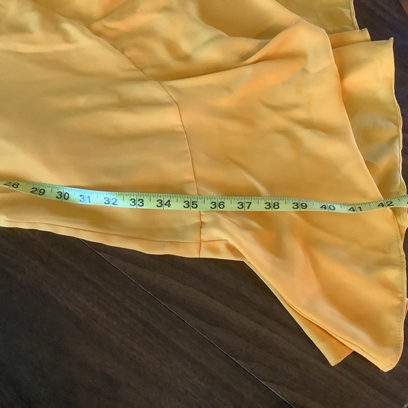 Lulus Manhattan Moment Yellow Ruffled Midi Wrap Dress | Size Small - Picture 5 of 5